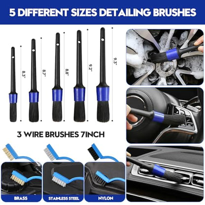 Qydipclin 41Pcs Car Detailing Kit, Car Detailing Brush Set, Car Wash Cleaning Kit, Car Detailing Brushes, Professional Car Care Kit for Interior Exterior Wheels, Blue - size: 41pcs