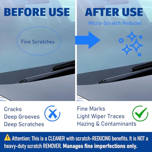 Oil Film Remover Streak Free Glass Cleaner, Car Truck SUV Window Spray 4oz | Windshield Anti-Fog Rain Repellent, Removes Grease Silicone Water Spots Road Grime, Home Use Mirrors Interior Exterior