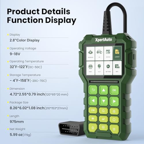 C303 OBD2 Scanner Live Data Professional Mechanic Universal OBDII Diagnostic Code Reader Tool for Clearing Fault Code Check Engine Light, Freeze Fram,I/M Readiness, Data Printing