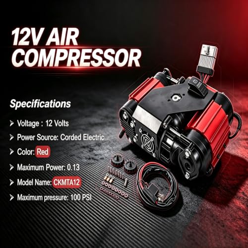 CKMTA12 High Output Twin Air Compressor for Universal, Red | High Output, Universal - color: CKMTA12 Red