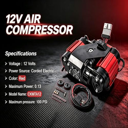 CKMTA12 High Output Twin Air Compressor for Universal, Red | High Output, Universal - color: CKMTA12 Red