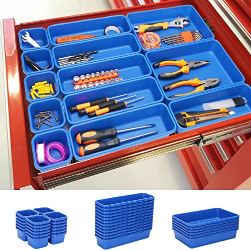 KeFanta 42 Pack Tool Box Organizer Tool Tray Dividers, Rolling Tool Chest Cart Cabinet Workbench Desk Drawer Organization and Storage for Hardware, Parts, Screws, Nuts, Small Tools Organization(Blue) - color: Blue
