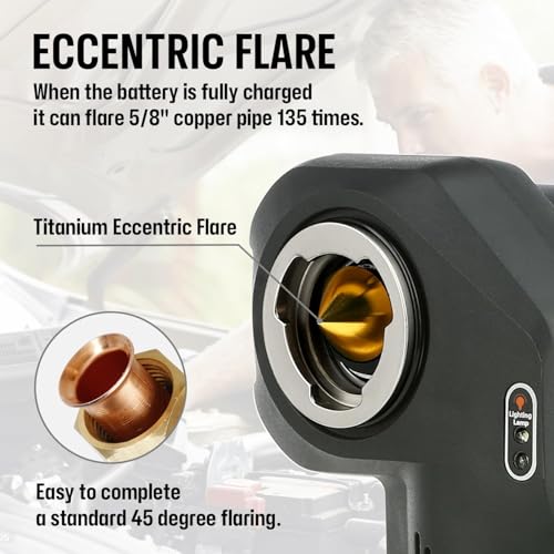 Electric Flaring Tool Kit 1/4" - 3/4" Power Flaring Tool Kit, Copper Flaring Tool HVAC Flare Gauge 5 Sizes Clamps 45 Degree Eccentric Copper Tube Flare Gauge Set with 2200mAh for Copper Aluminum Pipe - size: 10PCS Power Flaring Tool Kit