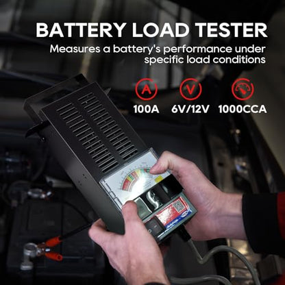 TOPDC Car Battery Tester, 6V/12V, Battery Load Tester 100-1000 CCA, Automotive Battery Tester 100 AMP, for Cars, RVs, Motorcycles, ATVs, Boats - size: TD-BLT100A