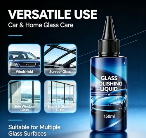 Car Glass Polishing Compound, Cerium Oxide Water Repellent Cleaner, Removes Oil Film & Water Spots, Fixes Minor Scratches, Restores Clarity