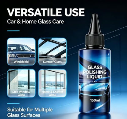 Car Glass Polishing Compound, Cerium Oxide Water Repellent Cleaner, Removes Oil Film & Water Spots, Fixes Minor Scratches, Restores Clarity
