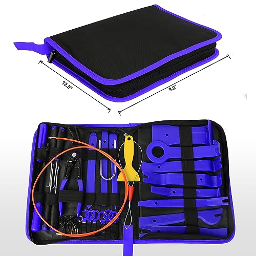 Nilight 40Pcs Trim Removal Tool,Auto Terminal Removal Tool,Auto Clip Pliers Stereo Removal Tools,Car Upholstery Repair Kit,Precision Hook and Pick Set,Wiring Threader,Car Film Scrape (Blue) - color: Blue, size: 40Pcs