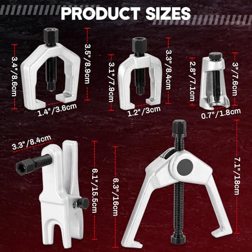 5-in-1 Ball Joint Separator | Pitman Arm Puller Tie Rod End Tool Set for Front End Service, Splitter Removal Kit Ball Joint Removal Tool - color: Red