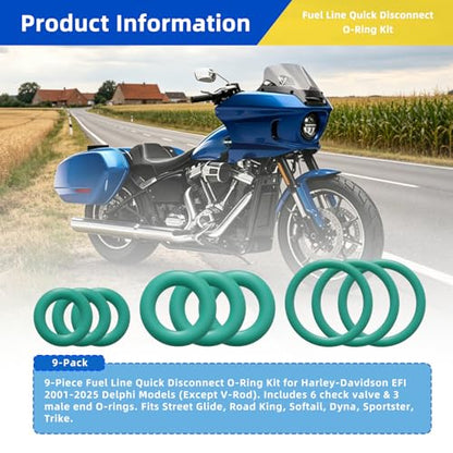 Fuel Line Quick Disconnect O-Ring Kit for Harley-Davidson EFI 2001-Onwards | Fits Street Glide, Road King, Softail, Sportster-Fuel Tool Check Valve O-Rings and Male Fuel Line End O-Rings Set