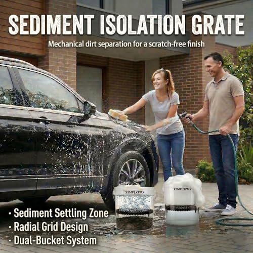 10.4" Heavy Duty Car Wash Bucket Insert (2-Pack) & Wash Mitt Kit - 10.6 oz Detailing Dirt Separator & Grit Trap, Scratch-Free Auto Wash, Fits 3.5 to 5 Gallon Buckets (Black Kit) - color: 2pack Black