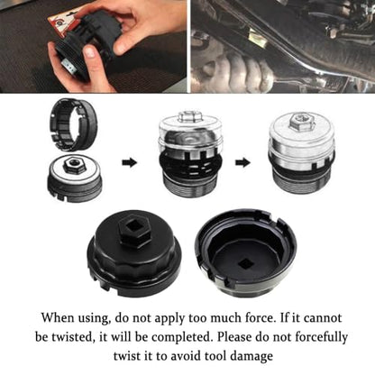 Oil Filter Wrench, 64mm, Heavy Duty, Compatible with Toyota, Camry, Tundra, Lexus, Sienna, RAV4, Highlander, Silver