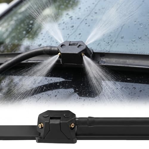 6PCS 4 Holes Front Windshield Washer Nozzle Replacement Car Windscreen Wiper Arm Sprayer Nozzles Kit Auto Left Right Windshield Washer Squirter Nozzle Universal for Most Cars, Trucks, Suvs (Black)