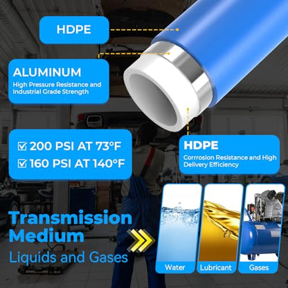 Shop Air line kit 3/4"×100'&200'&300' HDPE-Aluminum-HDPE Air Tubing Compressed Air Line Kit for Air Compressor Accessories Leak Proof&Easy to Install Compressed Air Piping System for Garage - size: 3/4"×300FT