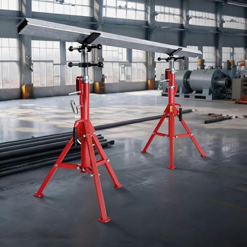 Towallmark Pipe Stands for Welding 28" - 52" Height Adjustable Pipe Stands | Heavy Duty Carbon Steel V Head Pipe Stand 2500lb Load Capacity, 1/8"-12" Capacity Foldble for Pipe Cutting Frame Fabrication