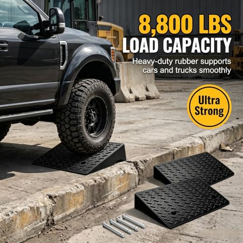 Rubber Curb Ramp,2 Pack,2.7" Rise Height,for Cars, wheelchairs | 8800lbs,with fixing bolts, Smooth transition fits vehicles & wheelchairs, lawn mowers,for driveways and sidewalks,shed. - size: 2.7" H