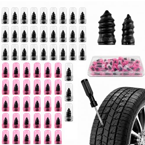 Vigorder 60PCS Tire Repair Rubber Nail Kit - Storage Box & Screwdriver - for Cars, Motorcycles, Trucks & More