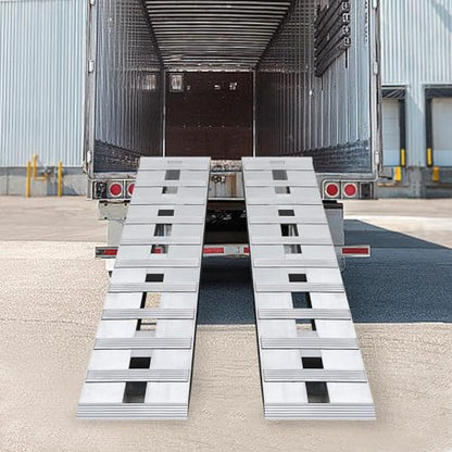Heavy Duty Aluminum Loading Ramps - Set of 2, 5 Feet Long x 12 Inches Wide, 6000lbs Capacity for Trucks/Motorcycles, Hybrid Hook & Anti-Slip Crossbars