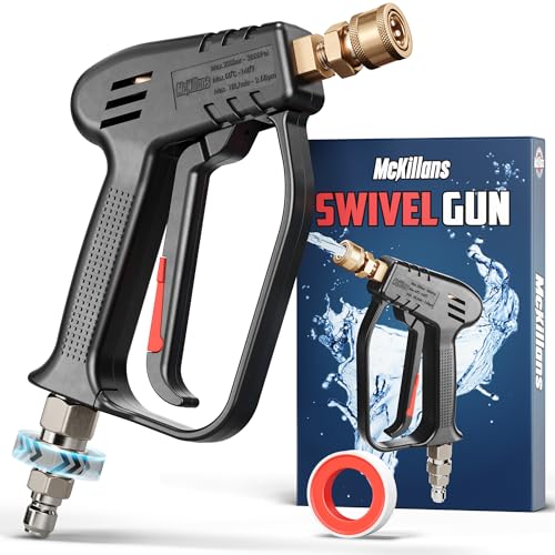 McKillans® Short Pressure Washer Gun with Swivel - High Pressure Water Handle with 3/8" Male Plug and 1/4” Quick Connector Coupler - Power Washer Gun Compatible with Foam Cannon - Car Wash Foam Gun - color: Swivel Gun