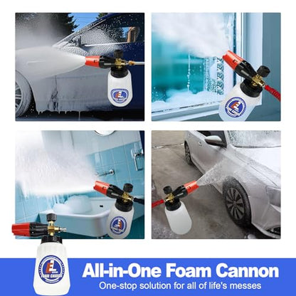 Foam Cannon for Pressure Washer, 1 Liter Bottle, 1/4 Inch Quick Connector, Professional Snow Foam Lance for Car, Glass, Wall, and Exterior Surface Cleaning