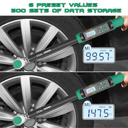 1/2 Inch Drive Digital Torque Wrench, 7.38-147.5Ft.lb/10-200N.m, Long Electronic Torque Wrench with Preset Value, Buzzer & LED Indicator, 2% Accuracy for Bike, Motorcycles, Car - size: 7.38-147.5 Ft-lb/10-200 Nm, style: 1/2-Inch