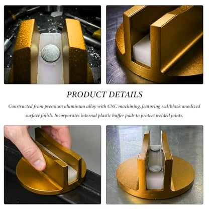 Universal Magnetic Jack Pad, 0.47" Width Slotted Jack Puck Heavy Duty Pinch Weld Frame Rail Protector, Aluminum Grooved Jacking Adapter Automotive Repair Accessories (Yellow) - color: Yellow