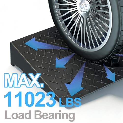 RELIANCER 2 PCS Rubber Curb Ramps,5.5" Rise Height,5T Capacity Threshold Ramps for Loading Dock,Driveway Curb Ramp,Curbside Vehicle Ramp for Cars SUV Trucks Motorcycles Forklift Wheelchairs Lawn Mower - size: 5.5" Rise Height