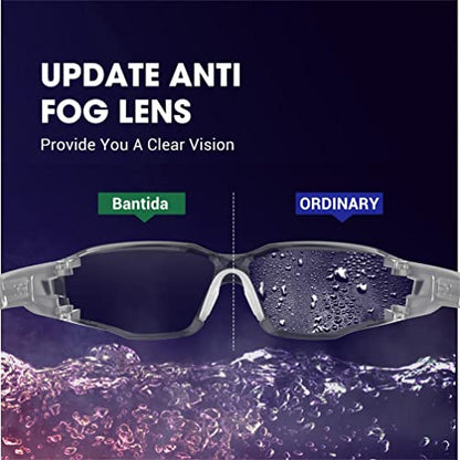 Safety Glasses Anti-Fog Lens,Adjustable Frames Eye Protection Goggles For Men Women - color: Liblue