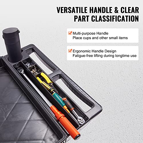 VEVOR Utility Service Cart 2 Shelf 550 lbs Heavy Duty Plastic Rolling Cart | Heavy Duty Utility Cart with 360° Swivel Wheels, Large Lipped Shelf, Ergonomic Storage Handle for Warehouse/Garage/Cleaning - size: 25.59"D x 45.67"W x 33.46"H