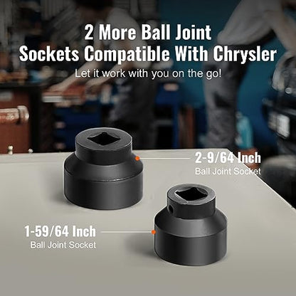 VEVOR Ball Joint Press Kit, 23 pcsTool Kit, C-Press Ball Joint Removal and Install Tools, for Most 2WD and 4WD Cars, Including 2-9/64 Inch,1-59/64 Inch Ball Joint Sockets Compatible with Chrysle - style: 23 PCS