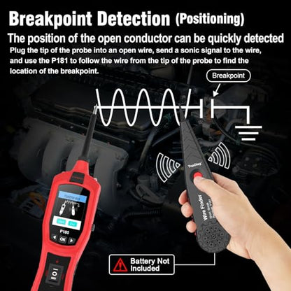Circuit Breaker Finder Tool, Battery Tester, AC DC Voltage Tester, Fuel Injector Tester, 9V-30V Automotive Circuit Tester with 40FT Cable, P180 - style: P180