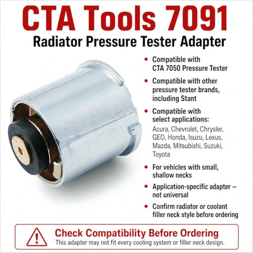 CTA Tools 7091 Radiator Pressure Tester Adapter for Small Shallow Neck Cooling Systems, Compatible with CTA 7050 and Other Pressure Testers