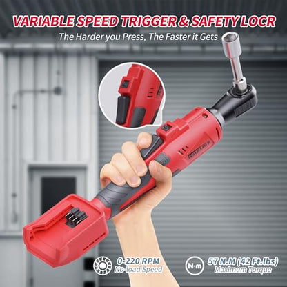 3/8" Cordless Ratchet Wrench Compatible with Milwaukee M18 Battery,42Ft-Lbs Torque Electric Ratchet Set with 220RPM Variable Speed Trigger,8 Sockets,1/4" and 1/2" Adapters,3" Extension Bar(Tool Only)