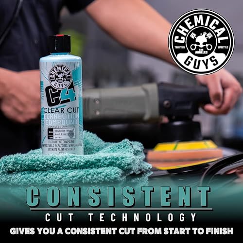 Chemical Guys C4 Clear Cut Correction Compound - Professional Paint Correction Polish for Cars, Trucks, SUVs, and RVs - Swirl, Hologram and Scratch Remover for a Smooth, Glossy Finish, 16 fl oz - style: C4 Correction Compound