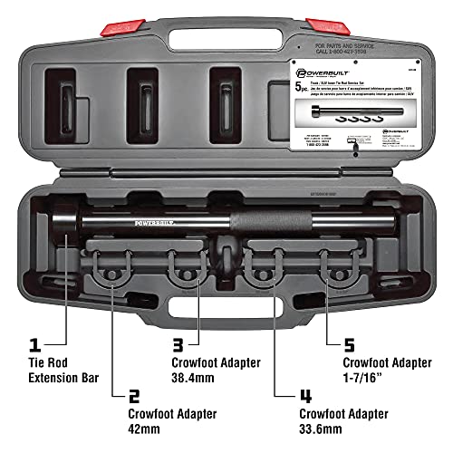 Powerbuilt Inner Tie Rod Tool Kit, Removal and Installation Mechanic Set with Crowfoot Adapters, Domestic and Import, Vehicles, Trucks, SUVs - 641440 - style: 5 Piece