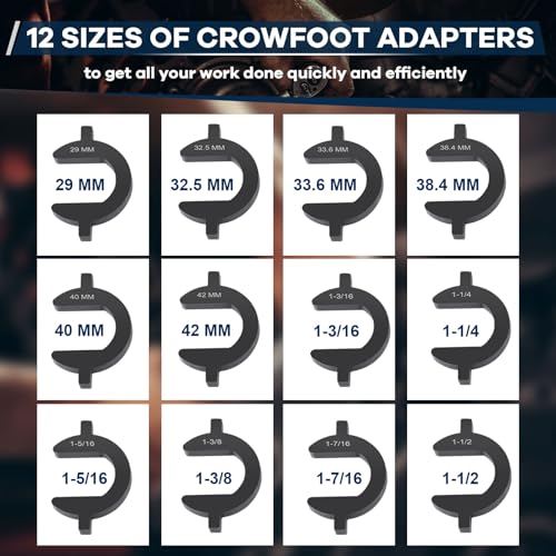 13 Pcs Inner Tie Rod Removal Tool Kit, Inner Tie Rod Tool for Removal and Installation, Master Inner Tie Rod Tool Set with 12 Crowfoot Adapters 1/2 Inch Drive Tube and Tool Case