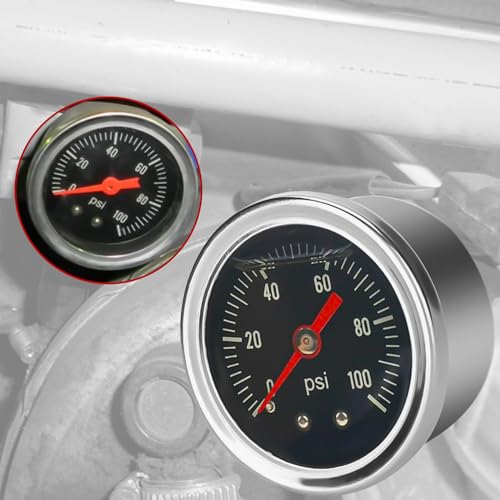 Universal Adjustable Fuel Pressure Regulator Gauge Liquid 0-100psi Oil Press Gauge 1/8" NPT Black