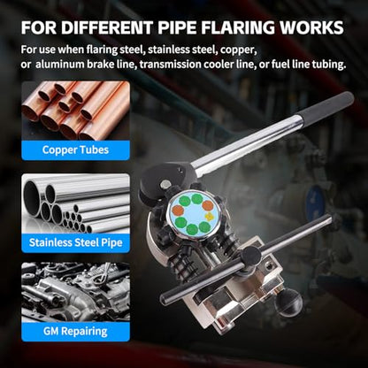 Angchun Brake Line Flaring Tool Kit, 45 & 37 Degree Flaring Tool Set, Single Bubble Double Flare Tool Kit for Brake Lines, Professional Brake Flare Tool Kit for 3/16" 1/4" 5/16" 3/8" Tubes - size: 45 & 37 Degree Flaring Tool Set