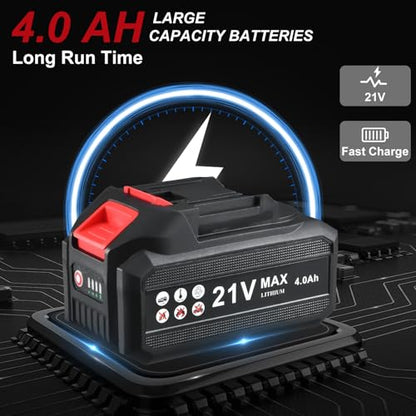 AOBEN Cordless Impact Wrench 1/2 Inch, Power Impact Gun Kit, Max 600N. M/450Ft-lbs High Torque Electric Impact Driver for Car RV Tire, 4.0Ah Battery, Charger, 6 Sockets & Storage Tool Case - size: AB-7337-B