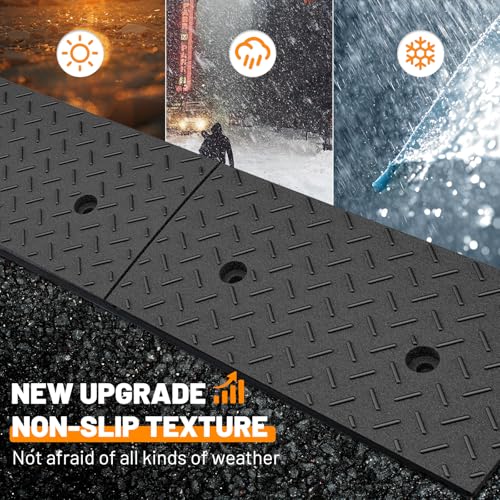 2 Pack 2'' Rise Driveway Curb for Ramps,Driveway Ramp Car Slope Ramp for Loading Dock Bike Vehicle Warehouse Sidewalk Wheelchair(38.6 x 9.8 x 2 Inch) - size: 2" Rise