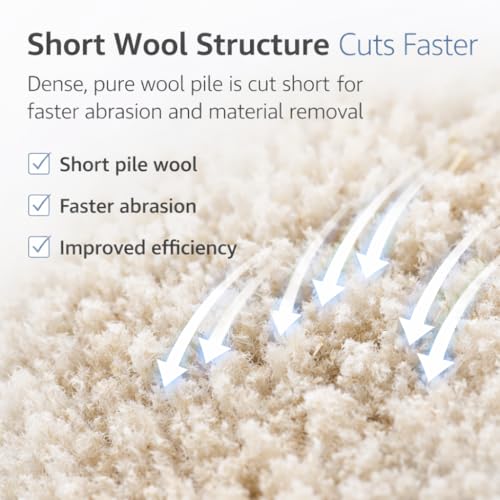 6 Inch Wool Buffing Pads, 3PCS Wool Cutting & Polishing Pad Kit for DA Polisher, Low Lint Paint Correction Pads