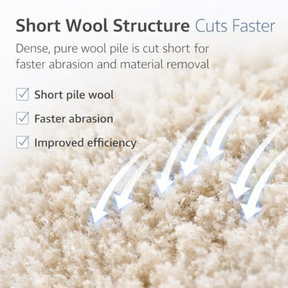 6 Inch Wool Buffing Pads, 3PCS Wool Cutting & Polishing Pad Kit for DA Polisher, Low Lint Paint Correction Pads