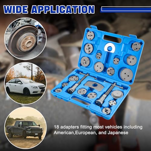 DASBET 24pcs Heavy Duty Disc Brake Caliper Tool Set Disc Brake Caliper Compressor Wind Back Tool Brake Spreading Tools (Blue, 24pcs) - color: Blue, size: 24pcs