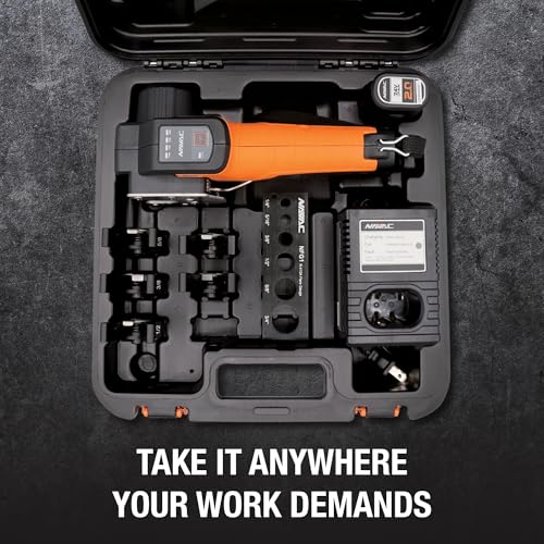 NAVAC NEF6LM BreakFree Power Flaring Tool - Flare Tool for Copper Pipe - 3/4" Max OD - Included Dies and Flare Gauge - Rechargeable Lithium Battery - Quick Charge