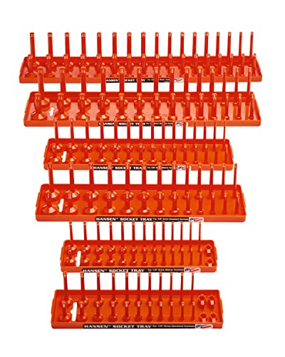 Hansen Global 92002 SAE & Metric, 2-Row Socket Tray Set - 6-Pieces, Orange - color: Orange