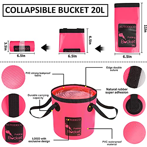 41Pcs Car Cleaning Wash Kit Interior Detailing Cleaner Kit with High Power Handheld Vacuum, Collapsible Bucket, Windshield Tool, Snow Shovel, Tire Brush, Complete Car Care Tools, Pink - color: Pink, size: 41Pcs