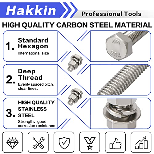 120PCS 5/16-18 Hex Bolts and Nuts Kit, Stainless Steel 5/16" Nuts and Bolts Assortment Kit, Flat & Lock Spring Washers Set Screw Assortment Kit, Machine Screws Set with Storage Case - size: 120PCS 5/16-18 Hex Bolts Silver