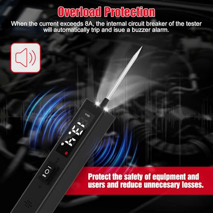 Power Circuit Probe Tester,OBDMONSTER V100 Circuit Tester, 0-80V DC Test Light Automotive Short Circuit Finder, Auto Electrical Circuit Tester, Car Fuse Tester, Automotive Tool（5 Meters） - color: V100-Black