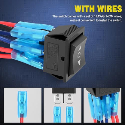 Nilight 6Pin Momentary Polarity Reverse Switch On Off On DPDT 3 Position 20A 12VDC 125VAC Motor Control Automatic Reset for Boat Automotive RV Jack Power Toggle w/Jumper Wire - color: Polarity Reverse Switch