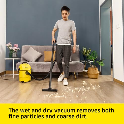 Kärcher WD 1 Classic Multi-Purpose 4 Gallon Wet-Dry Shop Vacuum Cleaner with Floor Nozzle, Crevice Nozzle, Blower Feature, Compact Space-Saving Design, 900W - style: WD 1 Classic