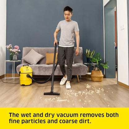 Kärcher WD 1 Classic Multi-Purpose 4 Gallon Wet-Dry Shop Vacuum Cleaner with Floor Nozzle, Crevice Nozzle, Blower Feature, Compact Space-Saving Design, 900W - style: WD 1 Classic